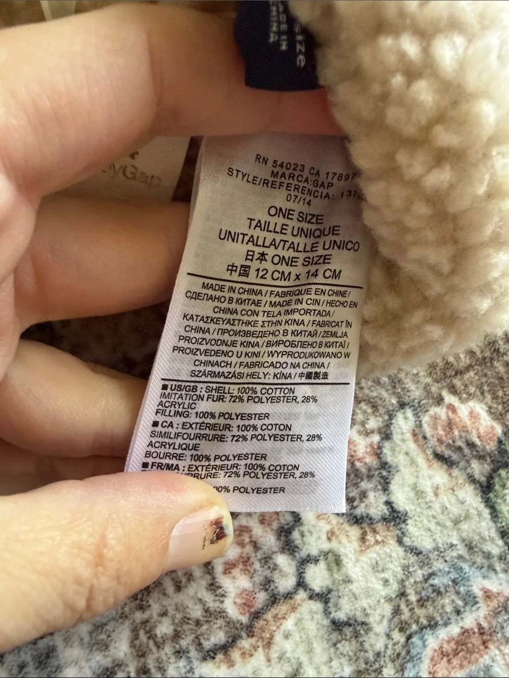 GAP Quilted Gray Kids Mittens with Cream Sherpa Cuff